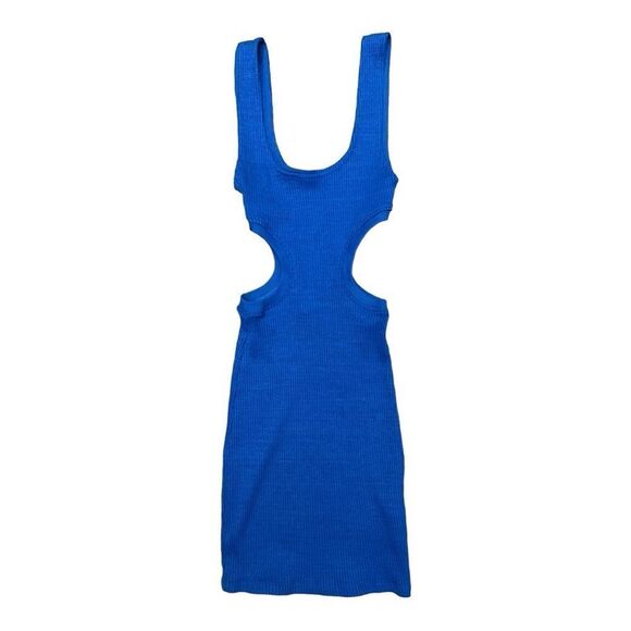 NWT Zara Side Cutout Blue Knit Mini Dress Size S - Picture 7 of 7